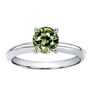 Tommaso Design(tm) Simulated Green Sapphire Solitaire Engagement Ring 