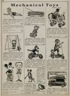 1934 Ad Wind Up Mechanical Toy Mickey Mouse Sambo Felix   ORIGINAL 