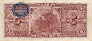 Banco de Mexico $ 5 Pesos Banco Nacional de Mexico Mar 1, 1910 Serie 