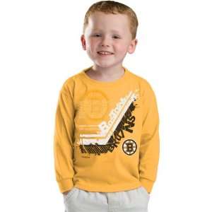 Boston Bruins Gold Kids (4 7) In Stick Tive Long Sleeve T Shirt 
