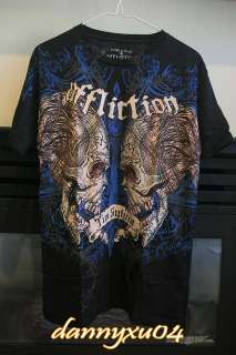 Affliction BLACK Rhinestone Tim Sylvia T Shirt NWT  
