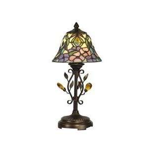  Dale Tiffany Crystal Jewel Peony Art Glass Accent Lamp 