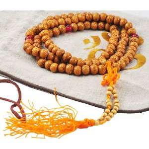  Light Bodhi Seed Mala Beads Gift Set with Tan Om Hemp Bag 