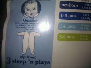 Gerber 3 Pack Girls Sleep n Play Long Slv Newborn 5 8lb  