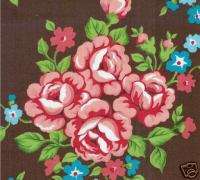 Baum Bloom Chocolate Pink Aqua Floral Quilt Fabric 1yd  