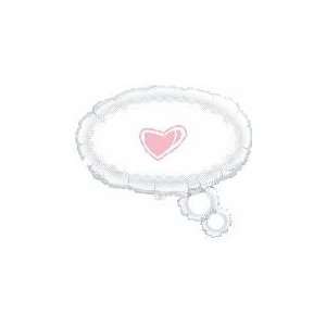  23 Pink Heart Thought Bubble   Mylar Balloon Foil Health 
