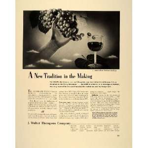  1940 Ad J. Walter Thompson Co. Advertising Grapes Wine 