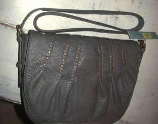 awesome KATE LANDRY HUGE GRAY STUDDED FRONT FLAP HARLEY BAG NWT FREE 