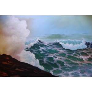   inch Seascape Hand painted Art Oil Painting Billow: Home & Kitchen