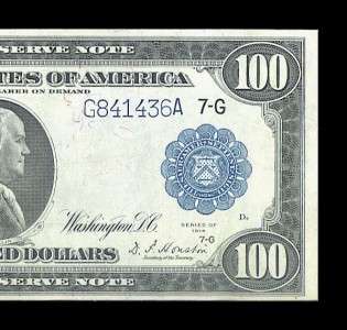 1914 $100 FEDERAL RESERVE NOTE SUPERIOR HIGH GRADE  