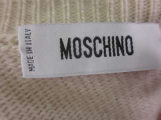 MOSCHINO Cream Wool Cashmere Sewing Detail Sweater Sz 4  