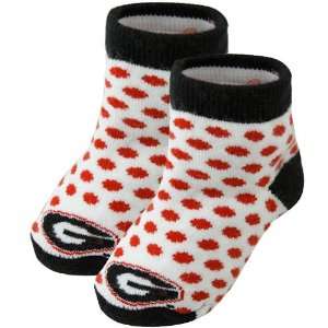   Bulldogs Newborn White Red Polka Dot Bootie Socks: Sports & Outdoors