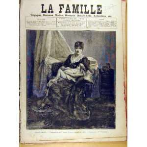  1885 Fleury Bebe Dort Child Mother French Print Art