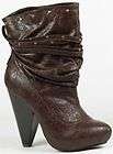 brown high heel studded bootie ankle boot 6 us quick