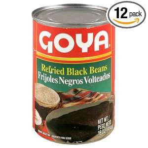 Goya Black Refried Beans, 16 Ounce Cans (Pack of 12)  