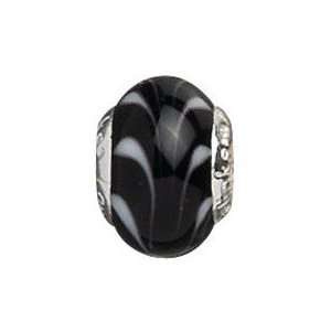   Silver River Current/Black Bead with Murano Glass For Charm Bracelets