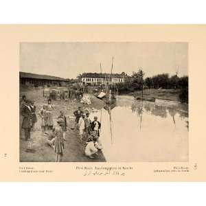  1926 Rasht Iran River Boat Landing Iranian People Print 