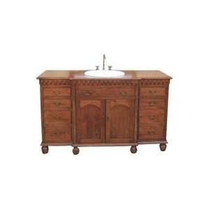    Brown Hand Carved Wooden Single Vanity Sink: Home Improvement