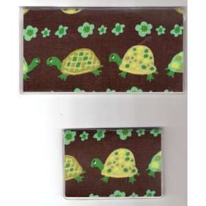    Checkbook Cover Debit Set Turtle Flower Brown: Everything Else