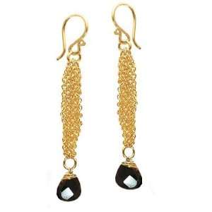  925 Sterling Silver Chain Black Spinel Earrings: Jewelry