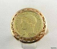 Estate Crete Island of Knossos Gold Coin Ring   18k Coin 14k Setting 4 