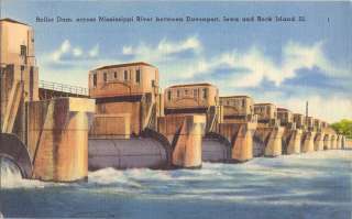 Postcard Roller Dam Mississippi River Iowa  