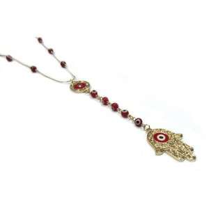   Red Evil Eye Long Necklace with Hamsa/Hand of Fatima Pendant Jewelry
