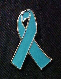 Ovarian Cancer Myasthenia Gravis Teal Ribbon Pin New  