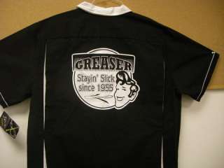   COOL Retro BOWLING shirt GREASER logo BUTCHWAX on Black/White Classic
