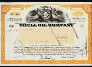 SHELL OIL COMPANY old stock certificate 1978  