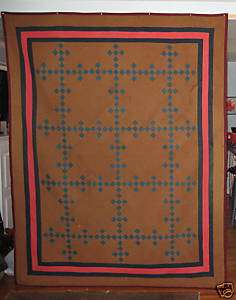 ANTIQUE AMISH NINE PATCH QUILT~KANSAS  