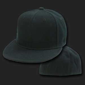   Black Size 7 Fitted Flat Bill Baseball Cap Hat: Everything Else