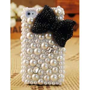   At&t 3d Pearl Bling Crystal Black Bow Back Skin Case Cover for Girls