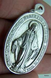 HUGE Miraculous Prayer Medal Silver Virgin Saint Mary  