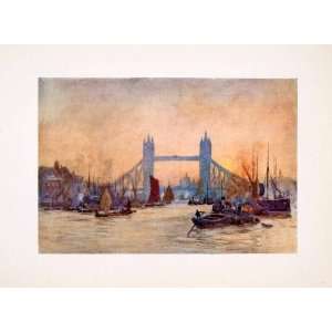   River Thames Sailboat Ship Boat   Original Color Print