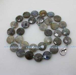 12mm beautiful faceted coin Labradorite necklace  