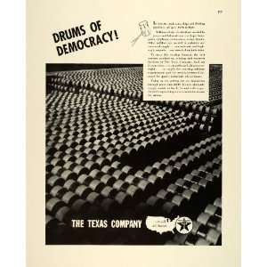  1942 Ad Texas Texaco Oil Drums Fuel Petroleum WWII War Production 