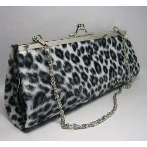    Black & White Leopard Faux Fur Small Evening Bag: Everything Else