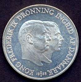 DENMARK SILVER COIN,2 KRONER,1953 BU,CV$175  