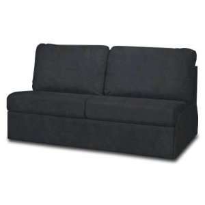  Mission Black Faux Leather Armless LB Sofa: Home & Kitchen