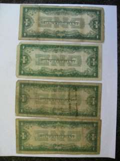  Funny Back Silver Certificate $1.00 Bills. 2 1928 A, 2 1928 B.  