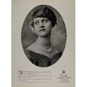  1923 Ad Tecla Pearl Necklace Woman Portrait Jewelry NYC 