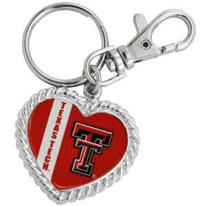 Texas Tech Red Raiders Silvertone Heart Keychain Sports 