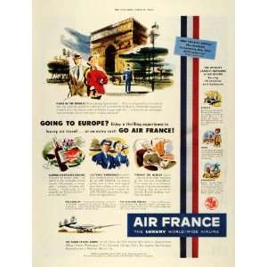 1952 Ad Air France Commercial Airline Europe Tourism Arc 