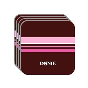 Personal Name Gift   ONNIE Set of 4 Mini Mousepad Coasters (pink 