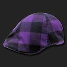 Black Purple Plaid Ivy Cap Caps Golf Hat Hats Sz L/XL