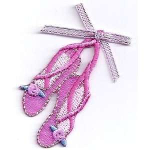   Pink w/Silver Metallic  Iron On Embroidered Applique 