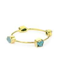   Me Up Turquoise Color and Blue Topaz Stones Gold Bangle Bracelet