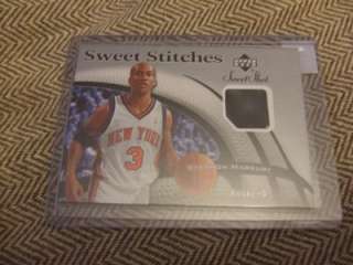 Cool relic card features a navy blue jersey swatch from a Knicks 
