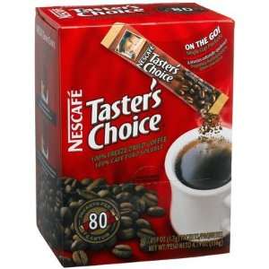 Tasters Choice Nescafe Instant Coffee, Regular, 80 ct Single Sticks, 2 